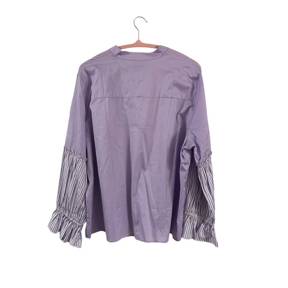 Harshman Chantal Striped Sleeve Popover Blouse Lilac Size 2X NWT - Picture 4 of 13